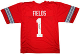 Justin Fields Ohio State Signed Red Football Jersey BAS