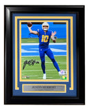 Justin Herbert Signed Framed 8x10 Los Angeles Chargers Photo BAS