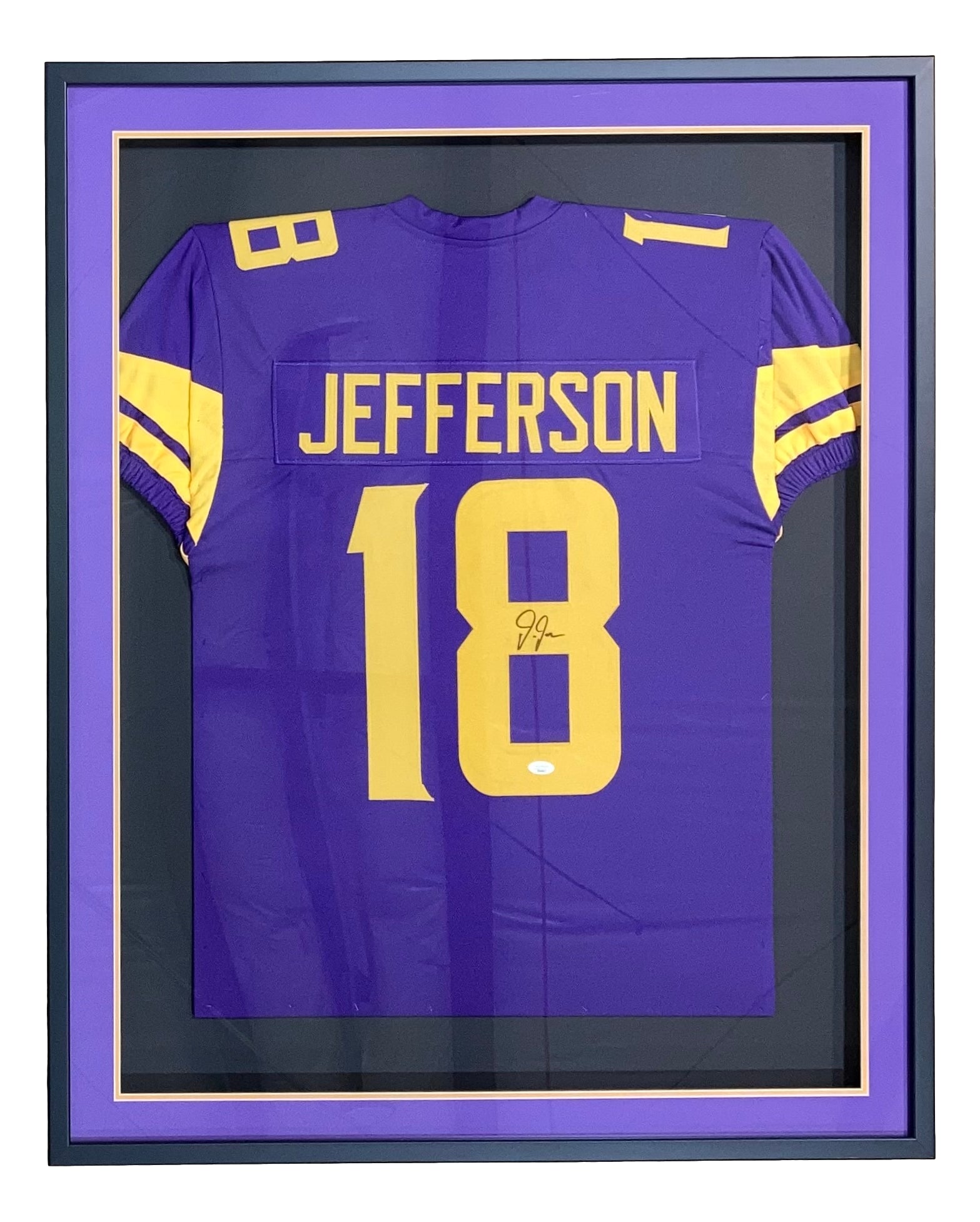 Sports Integrity Justin Jefferson Signed Framed Custom Alternate Purple Cut Football Jersey JSA
