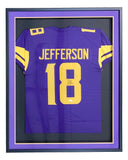 Justin Jefferson Signed Framed Custom Alternate Purple Cut Football Jersey JSA