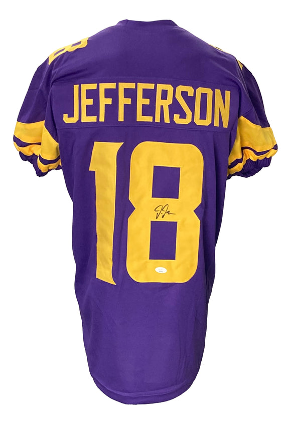 Justin Jefferson Signed Custom Purple Alternate Pro Cut Football Jersey JSA