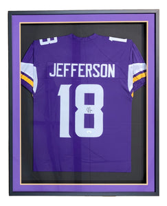 Justin Jefferson Signed Framed Custom Purple Pro Cut Football Jersey JSA
