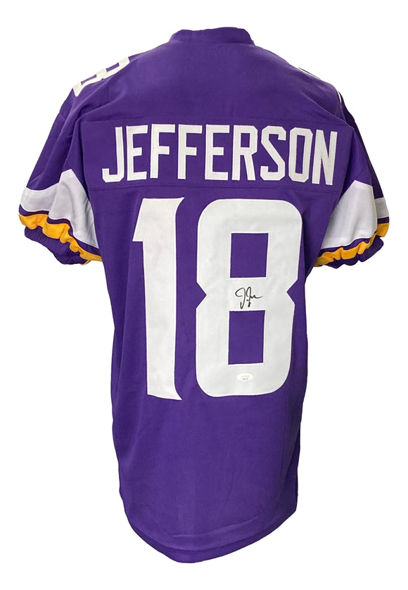 Justin Jefferson Signed Custom Purple Pro Cut Football Jersey JSA