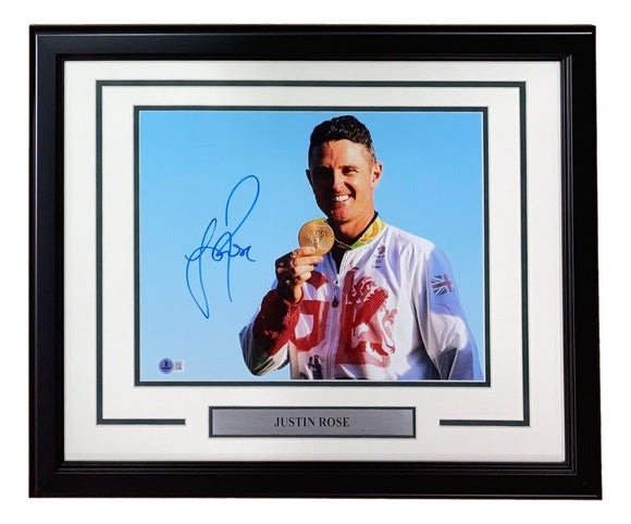 Justin Rose Signed Framed 11x14 PGA Golf Photo BAS