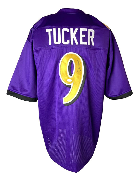 Justin Tucker Baltimore Signed Alternate Purple Football Jersey JSA Hologram