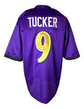 Justin Tucker Baltimore Signed Alternate Purple Football Jersey JSA Hologram