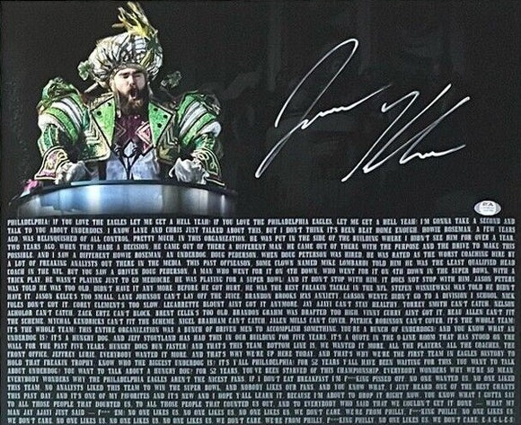 PRE-ORDER Jason Kelce Signed 16x20 Philadelphia Eagles Parade Speech Photo