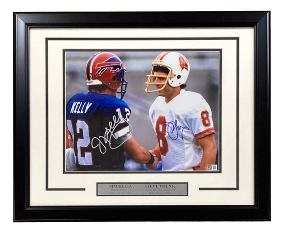 Jim Kelly Steve Young Signed Framed 11x14 NFL Football Photo BAS Sports Integrity