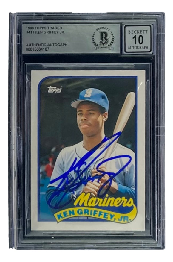 Ken Griffey Jr Signed Mariners 1989 Topps #41T Traded Rookie Card BAS Graded 10