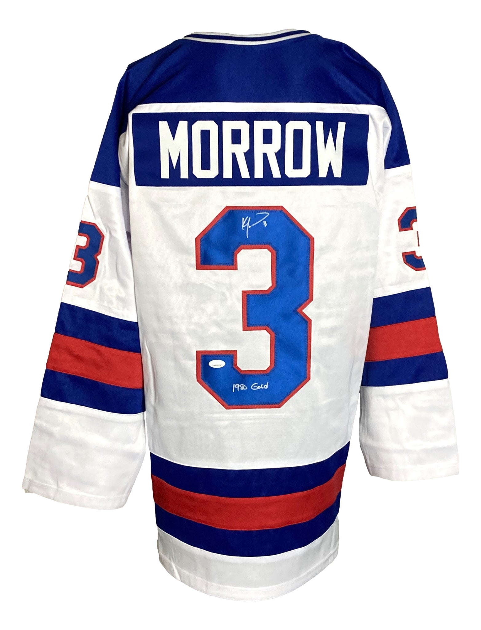 Ken Morrow Signed Custom White Miracle On Ice Hockey Jersey JSA Hologr