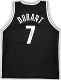 The Sports Integrity Kevin Durant Brooklyn Signed Black Basketball Jersey BAS features “DURANT” and number 7 on the back, with a signature on the number and white trim accents.