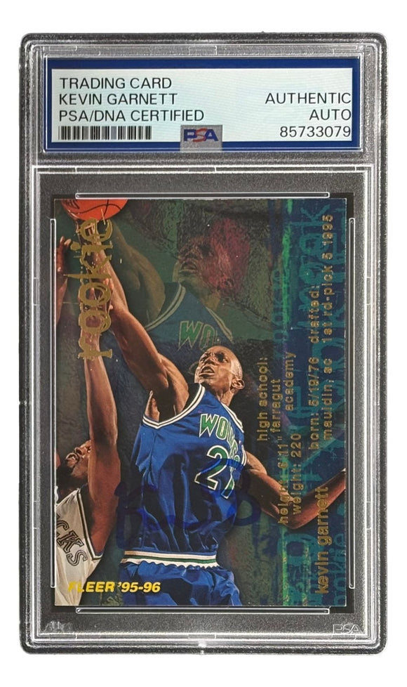Kevin Garnett Signed 1995/96 Fleer #293 Timberwolves Rookie Card PSA/D ...