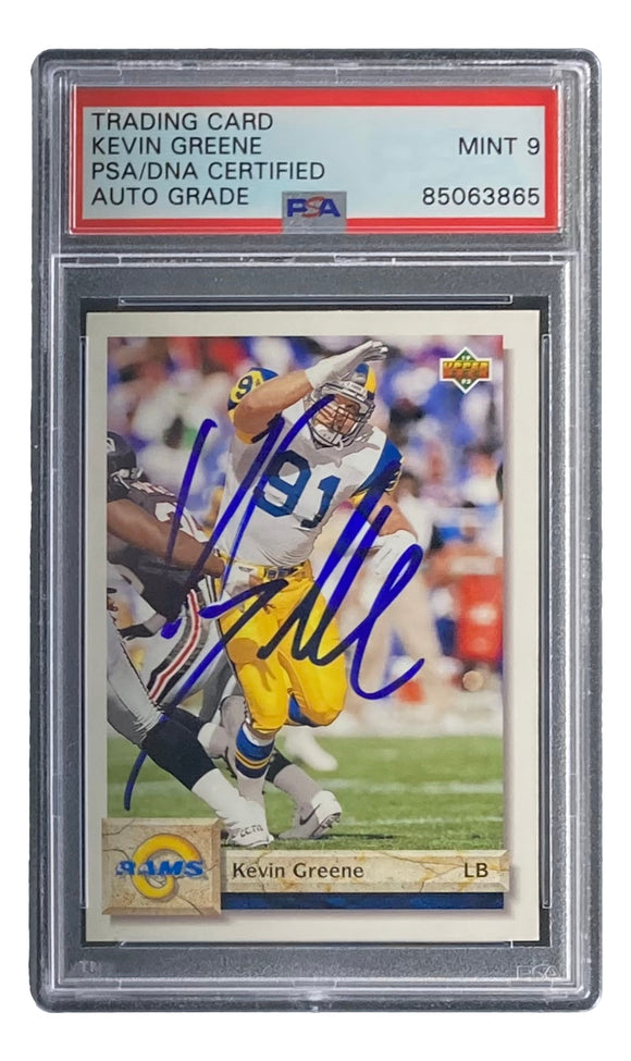Kevin Greene Signed 1992 Upper Deck #153 Rams Card PSA/DNA Auto Mint 9 Sports Integrity
