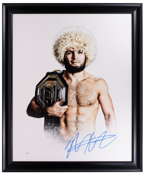 Khabib Nurmagomedov Signed Framed 16x20 UFC Canvas JSA ITP Sports Integrity