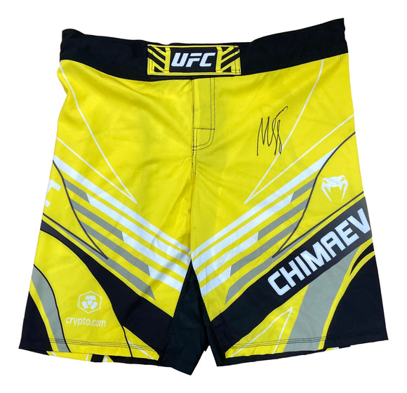Khamzat Chimaev Signed Yellow UFC Fight Trunks PSA ITP