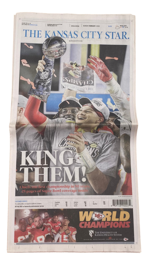 Kansas City Chiefs Super Bowl LIV Kansas City Star February 3, 2020 Newspaper