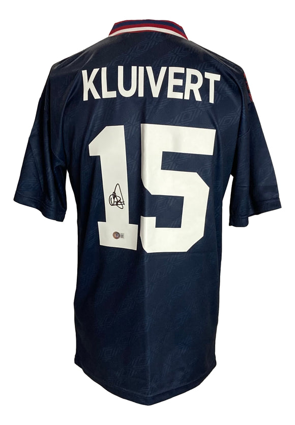 Patrick Kluivert Signed Ajax Umbro Soccer Jersey BAS Sports Integrity