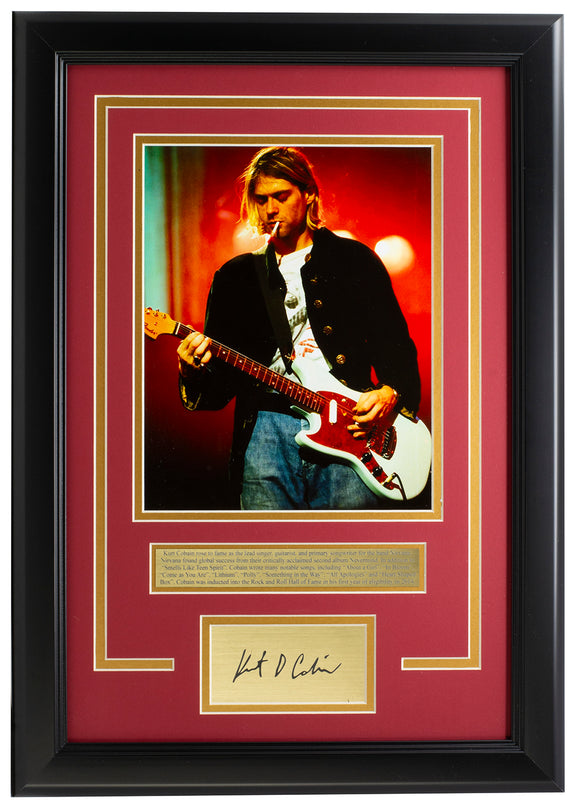 Kurt Cobain Framed 8x10 Nirvana Photo w/Laser Signature Sports Integrity