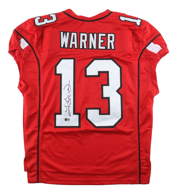 Kurt Warner Arizona Signed Red Pro-Cut Football Jersey BAS