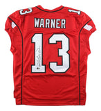 Kurt Warner Arizona Signed Red Pro-Cut Football Jersey BAS