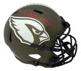 Kurt Warner Signed Cardinals FS Salute To Service Speed Replica Helmet BAS