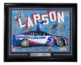 Kyle Larson Signed Framed 16x23 NASCAR Original Painting by DRAutoArt BAS