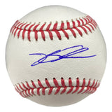 This Rawlings Official MLB Baseball by Sports Integrity features a blue Kyle Schwarber autograph, Philadelphia Phillies, with white surface and red stitching. JSA authenticated.