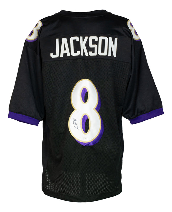 Lamar Jackson Signed Custom Black Pro Style Football Jersey JSA Hologram