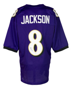 Lamar Jackson Signed Custom Purple Pro Style Football Jersey JSA Hologram