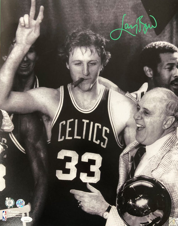 Larry Bird Signed 16x20 Boston Celtics Photo w/ Red Auerbach Bird+JSA ITP