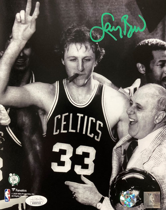 Larry Bird Signed 8x10 Boston Celtics Photo w/ Red Auerbach Bird+JSA ITP
