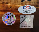 The Sports Integrity Larry Bird Signed 8x10 Celtics vs Lakers Photo includes three authentication stickers: a holographic Larry Bird AUTHENTICATED sticker, silver PSA #4C26551, and NBA #N046039020.