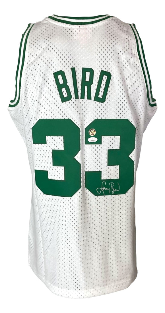 Larry Bird Signed Celtics White M&N Hardwood Classics Swingman L Jersey JSA