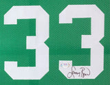 Larry Bird Boston Signed Framed Green Basketball Jersey PSA ITP