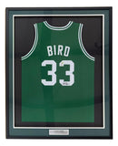 Larry Bird Boston Signed Framed Green Basketball Jersey Bird+PSA/DNA