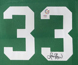 Larry Bird Boston Signed Framed Green Basketball Jersey Bird+PSA/DNA
