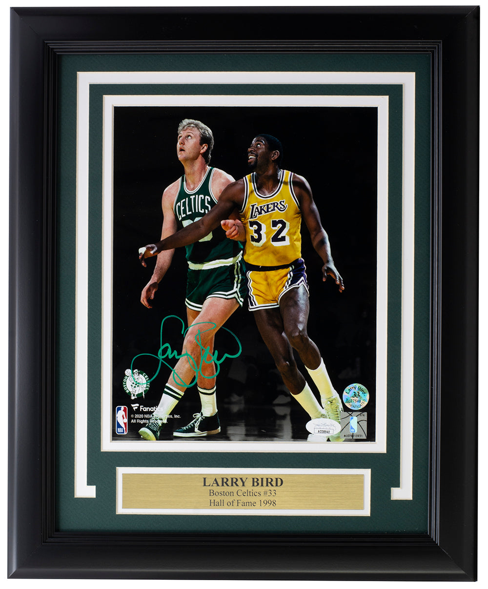 Framed Larry Bird Magic Johnson Dual Facsimile Laser Engraved Signature  Auto 15x16 Basketball Photo