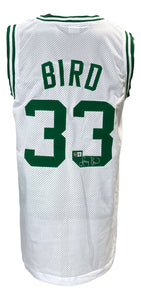 Larry Bird Signed Custom White Pro-Style Basketball Jersey BAS ITP