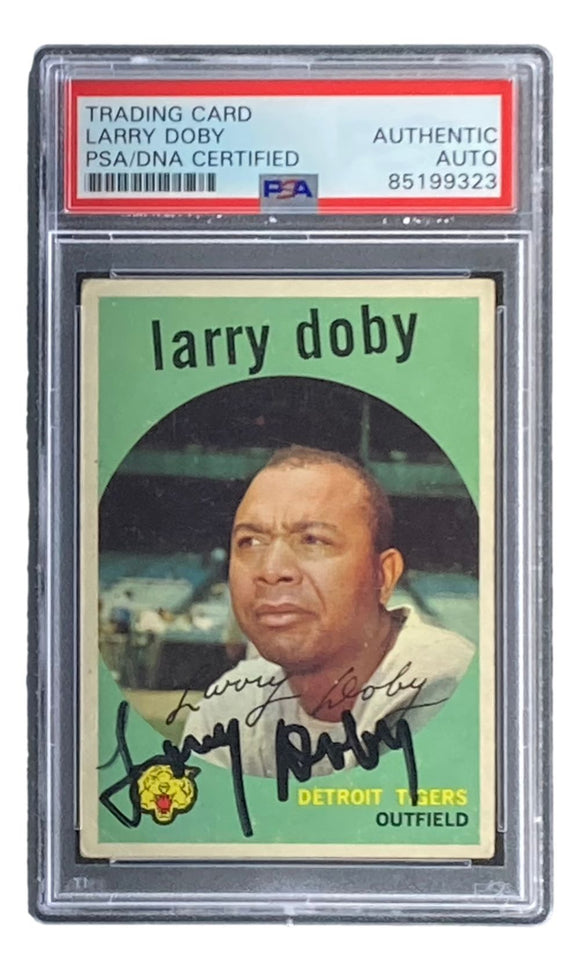 Larry Doby Signed 1959 Topps #455 Detroit Tigers Trading Card PSA/DNA