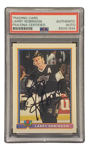 Larry Robinson Signed 1991 Bowman #177 Los Angeles Kings Hockey Card PSA/DNA Sports Integrity