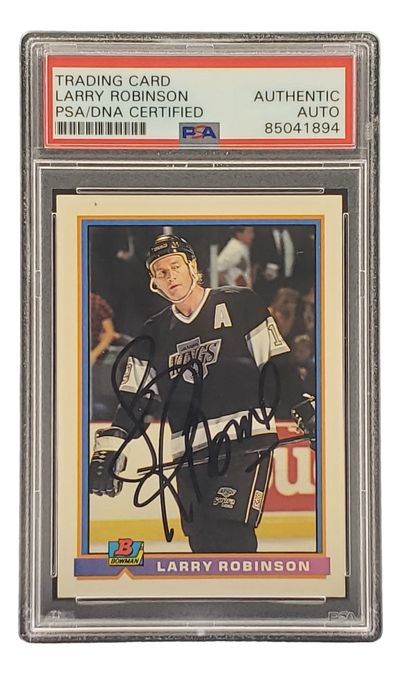 Larry Robinson Signed 1991 Bowman #177 Los Angeles Kings Hockey Card PSA/DNA Sports Integrity