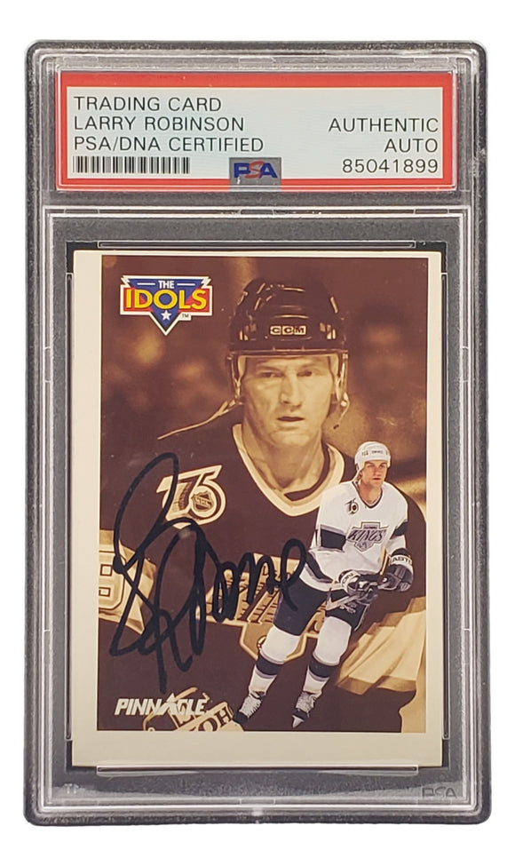 Larry Robinson Signed 1991 Pinnacle #382 Los Angeles Kings Hockey Card PSA/DNA Sports Integrity