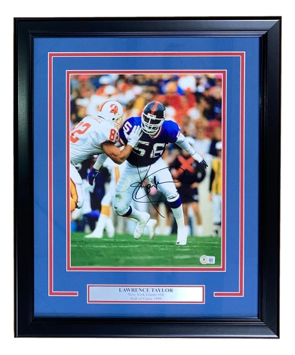 Lawrence Taylor Signed Framed 11x14 New York Giants Photo BAS BD59604 Sports Integrity