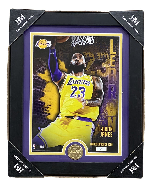 Lebron James Framed 8x10 Los Angeles Lakers Photo w/ Highland Mint Coin