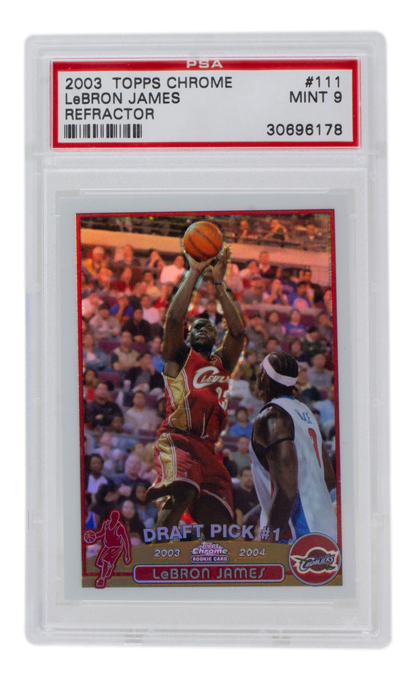 Lebron James 2003 Topps Chrome Refractor #111 Cavaliers Rookie Card PSA 9 Sports Integrity