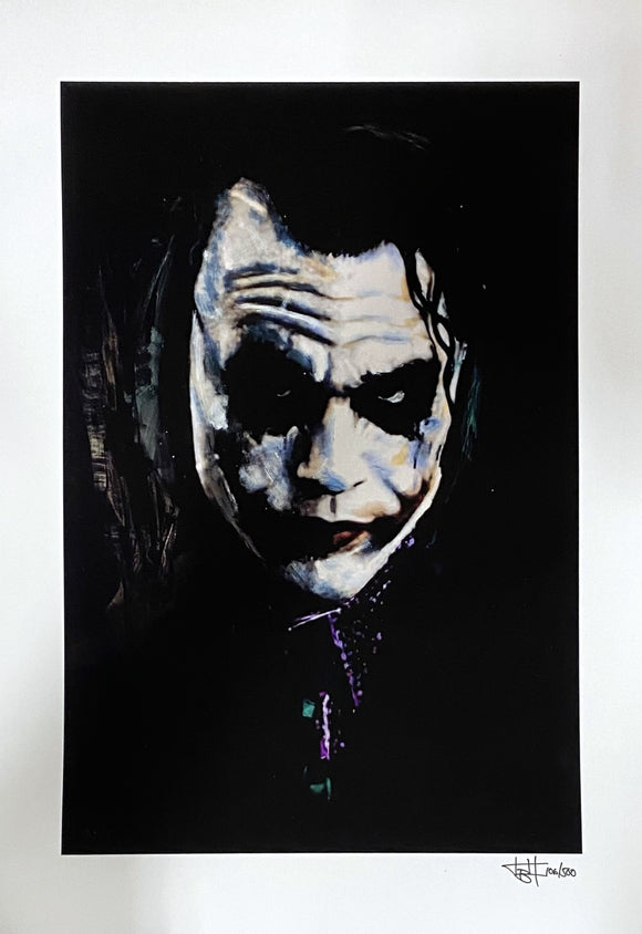 Heath Ledger 12x18 Batman The Joker Lithograph Signed By Joshua Barton