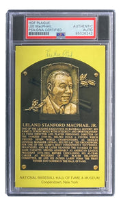 Lee MacPhail Signed 4x6 New York Yankees HOF Plaque Card PSA/DNA 85026242 Sports Integrity