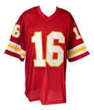 Len Dawson Kansas City Signed Red Football Jersey HOF 87 BAS