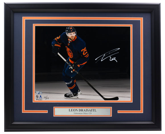 Leon Draisaitl Signed Framed Edmonton Oilers 11x14 Spotlight Photo Fanatics Sports Integrity
