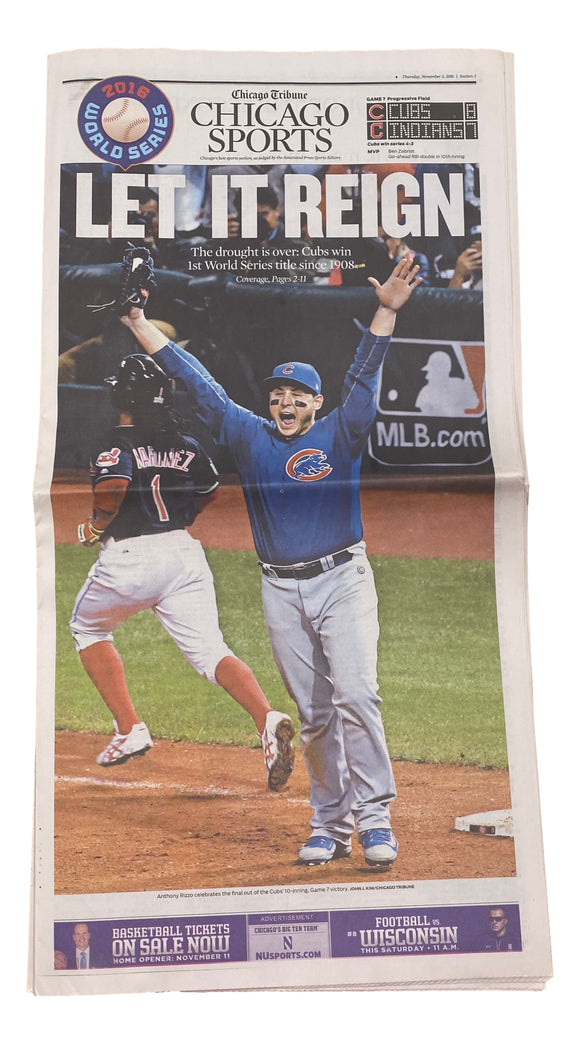 Chicago Cubs World Series Chicago Tribune November 3, 2016 Newspaper